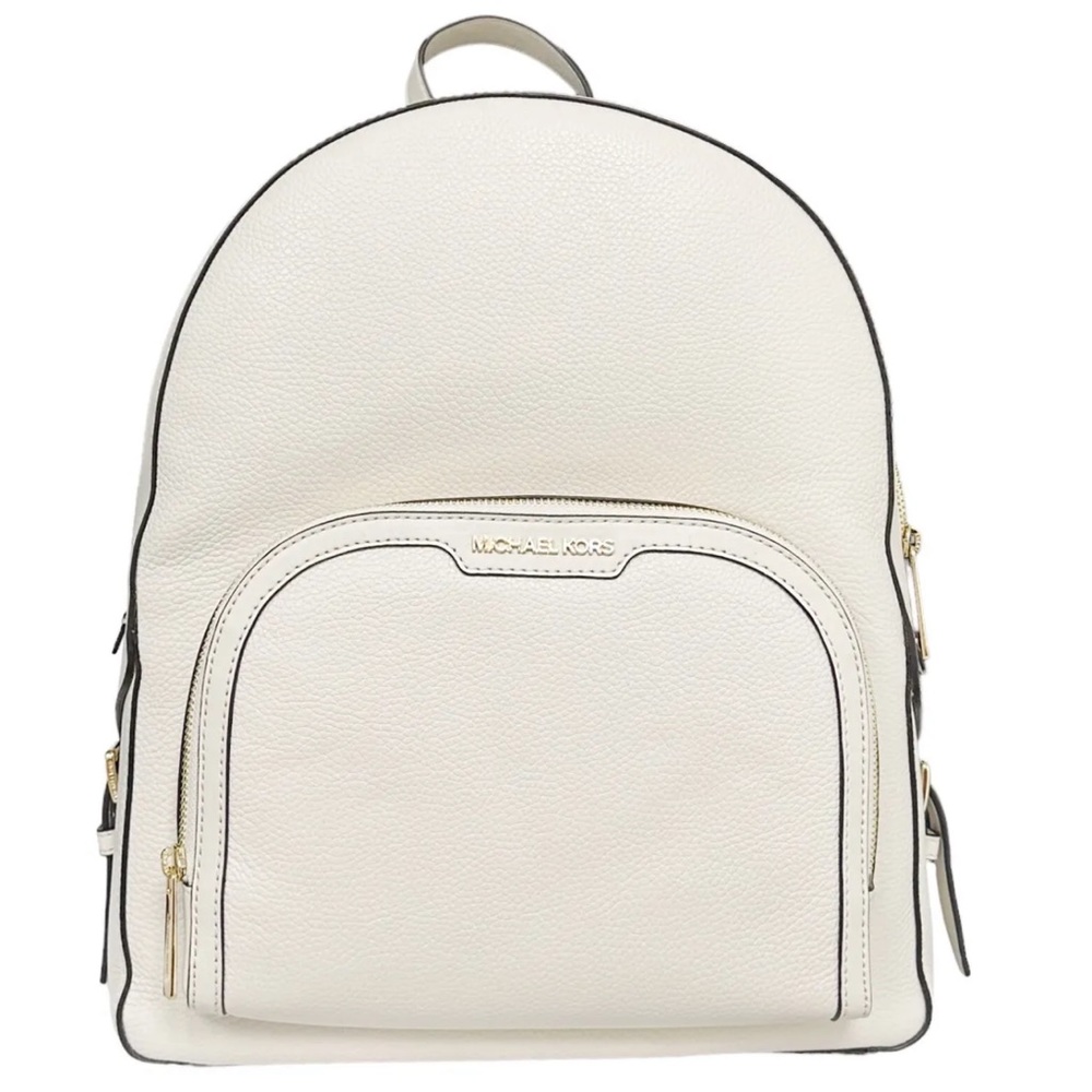 Michael Kors Large Zip Pocket Backpack Light Cream Pebbled Leather - Picture 2 of 4